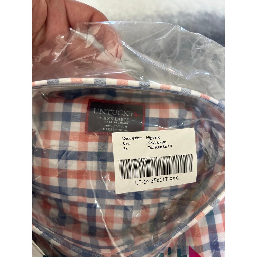UNTUCKit Mens 'Highland' Tall Regular Fit Long Sleeve Button Up Plaid Shirt XXXL - Picture 4 of 5
